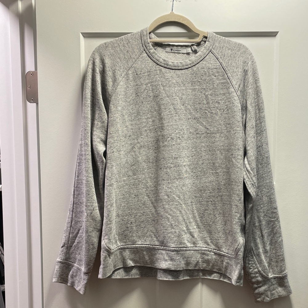T by Alexander Wang Clean Girl Gray French Terry Crew Neck Sweatshirt L